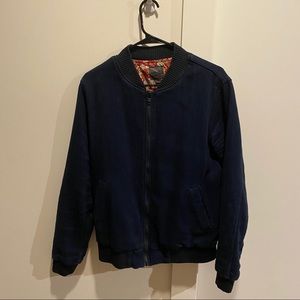 Men's Blue Indigo Basketweave Bomber Jacket